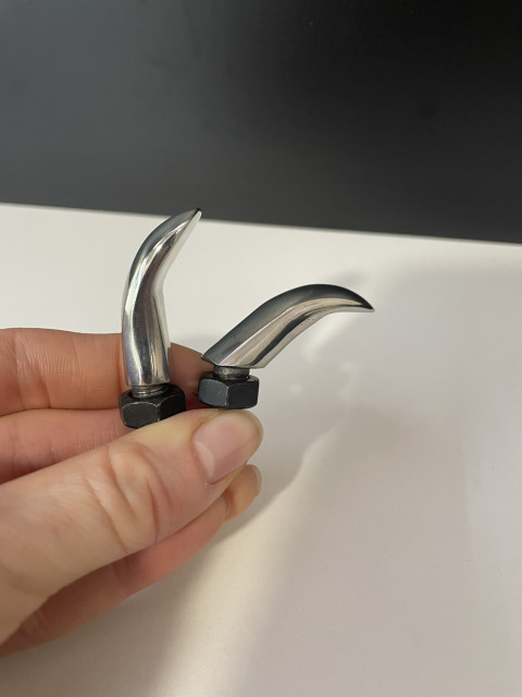 Set of metal tips for lever, M8 thread, height 3.5 cm