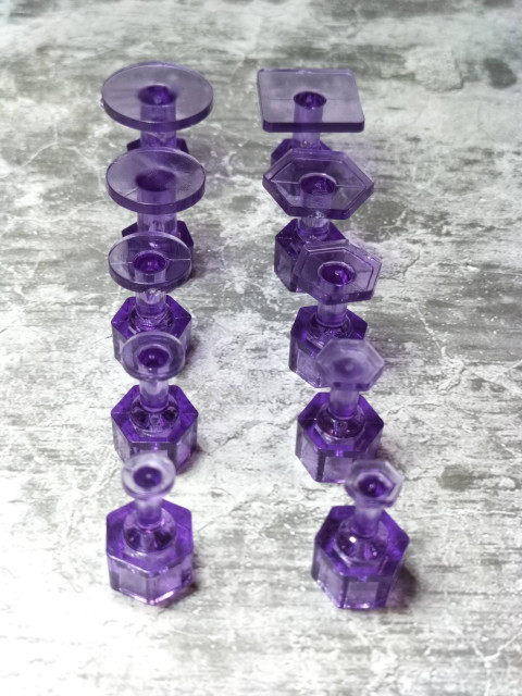Purple Round & Hex Glue Adapters Set, 10 pcs